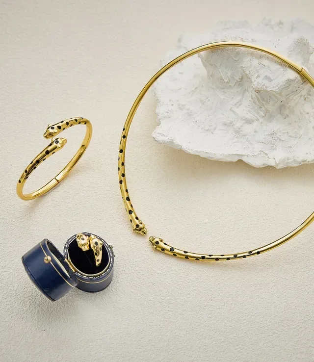 Gold Black Open-Ended Bracelet 6