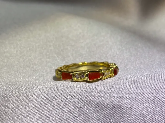 Gold Black Segmented Band Rectangular Inlays Ring 2