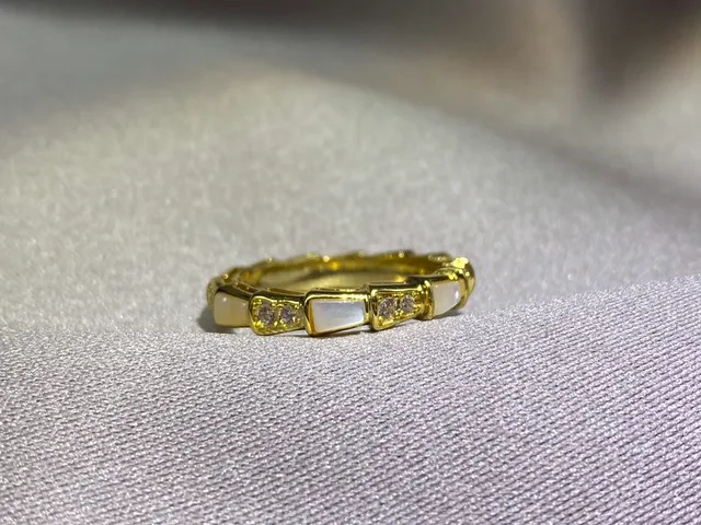 Gold Black Segmented Band Rectangular Inlays Ring 3