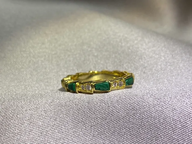 Gold Black Segmented Band Rectangular Inlays Ring 5