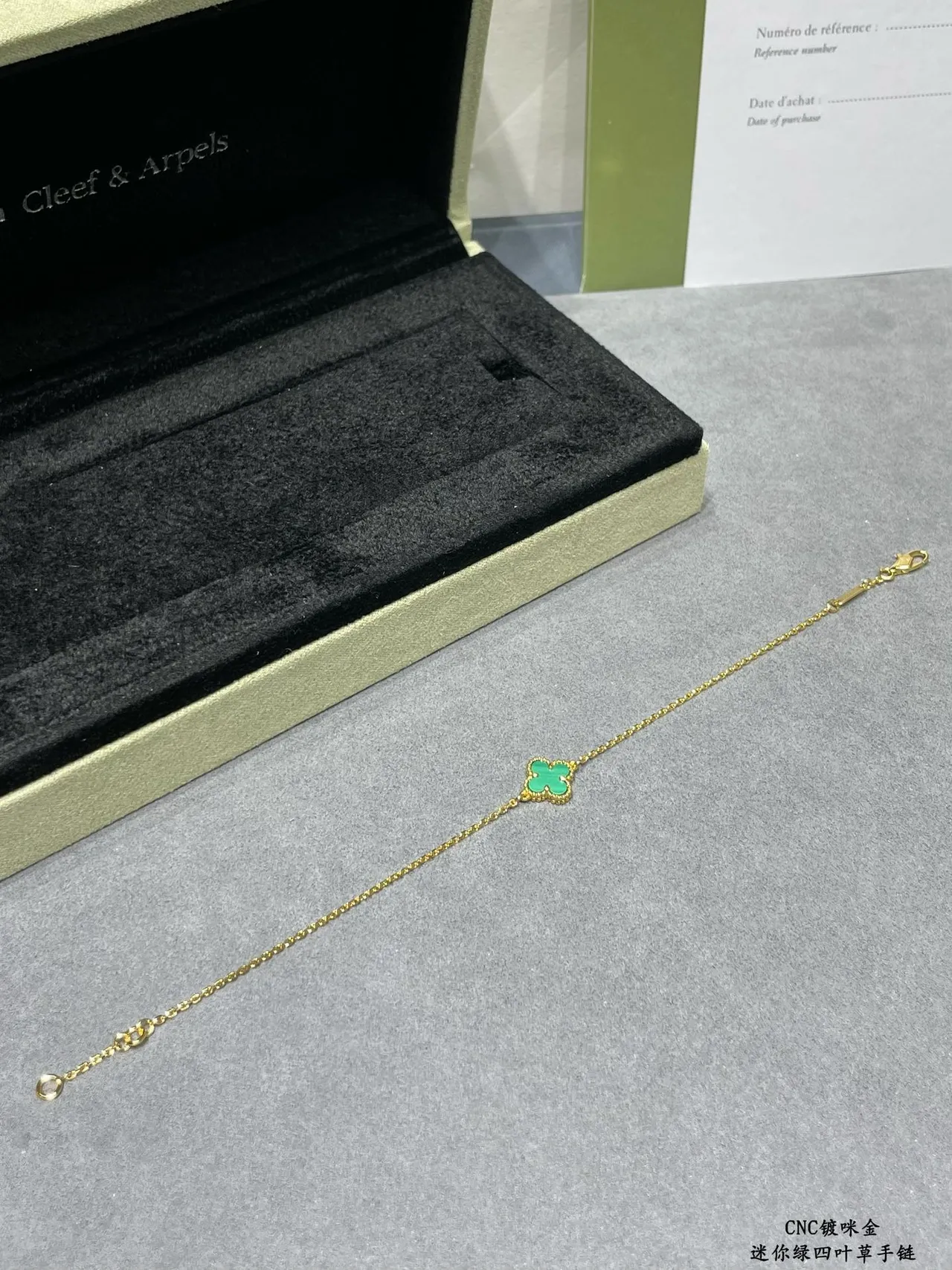 Gold Green Chain Four-Leaf Clover Pendant Bracelet 3