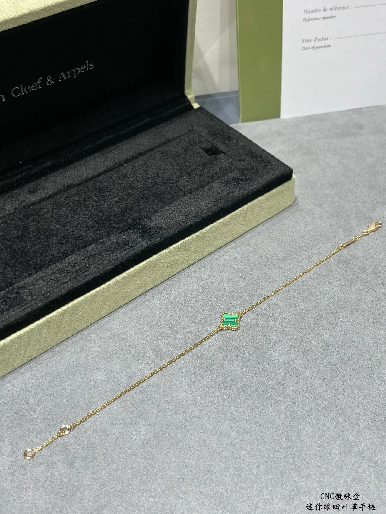 Gold Green Chain Four-Leaf Clover Pendant Bracelet 4