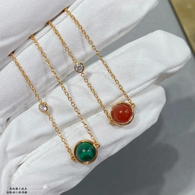 Gold Green Chain Round Cabochon Pendant Necklace 6