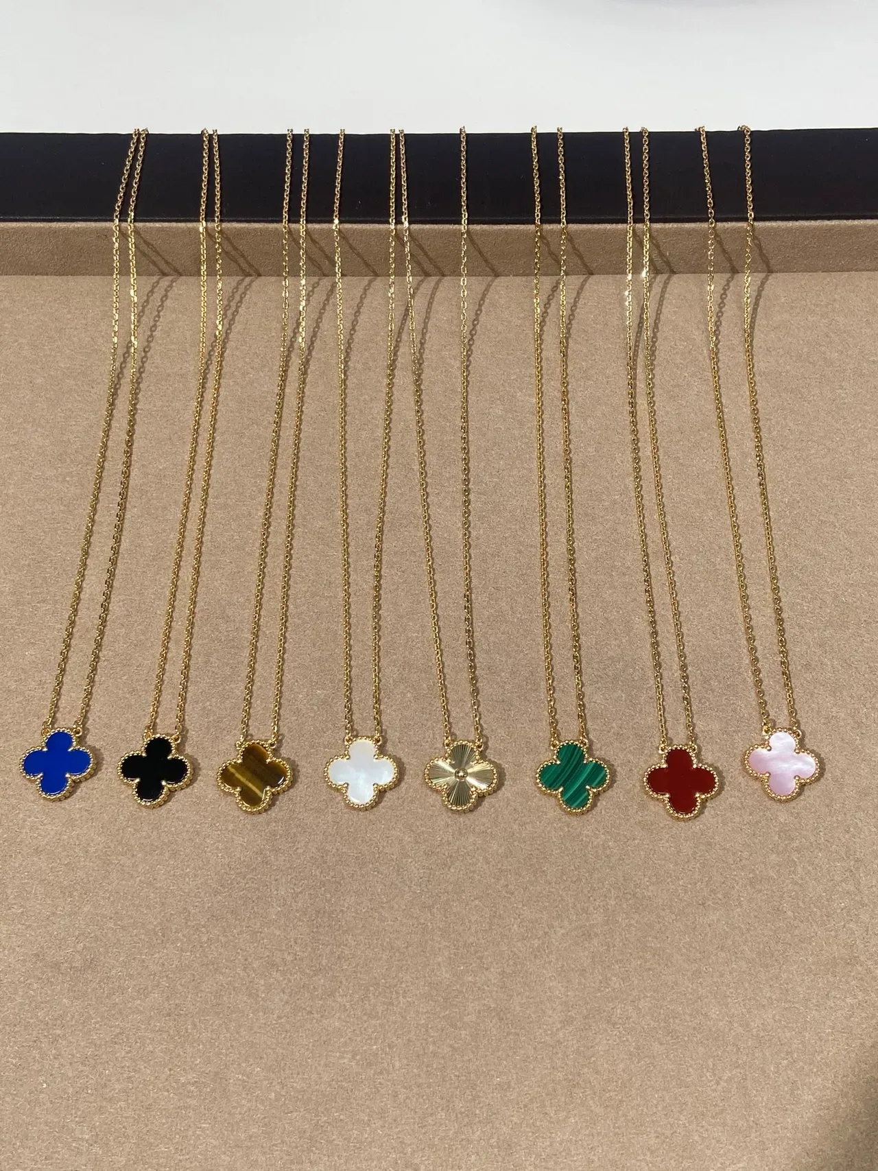Gold Multicolor Chain Four-Leaf Clover Pendant Necklace 1