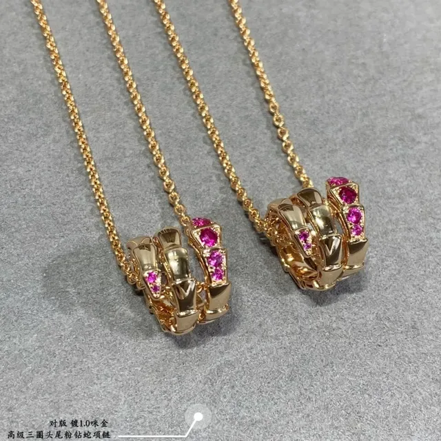 Gold Pink Curb Chain Multi-Element Pendant Necklace 4
