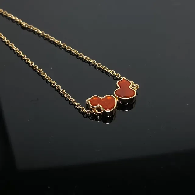 Gold Red Chain Double Charm Pendant Bracelet 4
