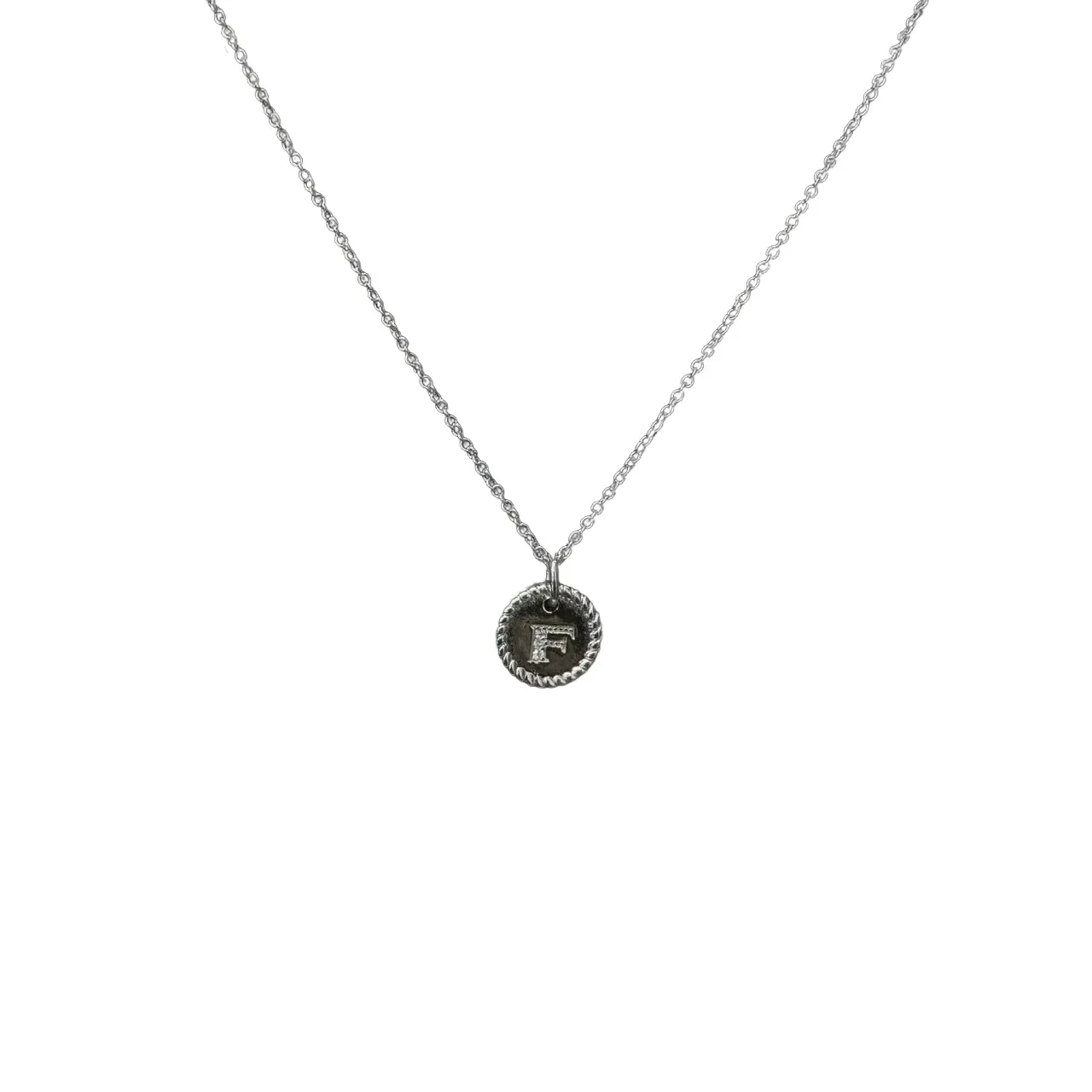 Gold Rope-Edge Initial F Pendant Necklace 8