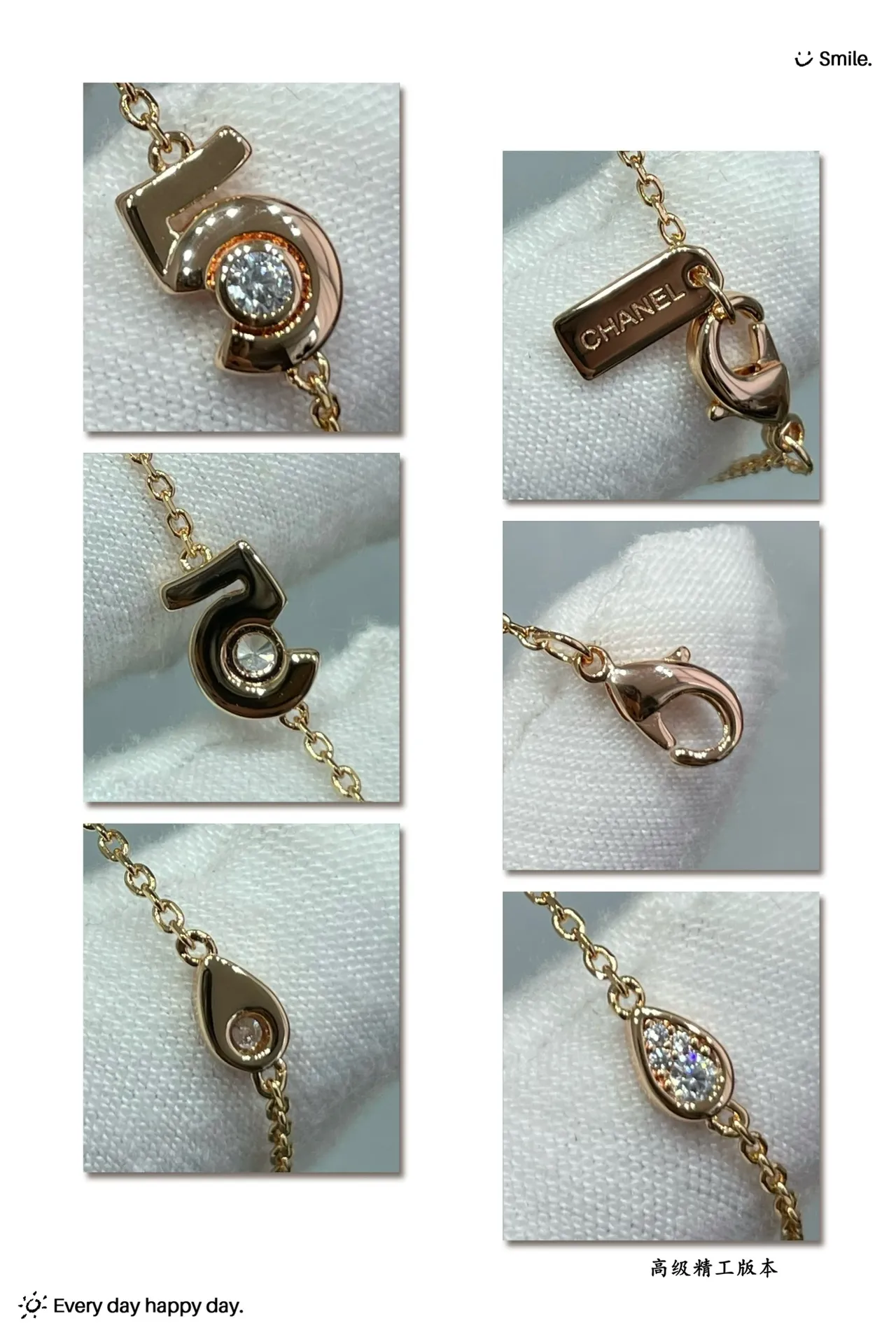 Gold Silver Chain Round And Teardrop Gem-Set Charms Bracelet 3