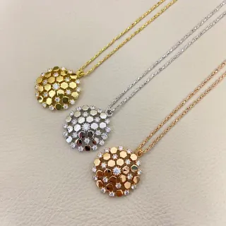 金银六边形镶嵌水晶点缀项链