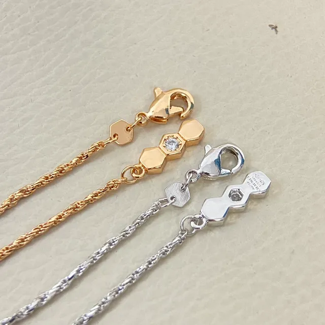 Gold Silver Hexagonal Pavé Setting Crystal Accents Necklace 3