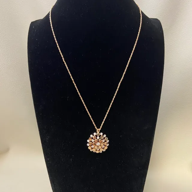 Gold Silver Hexagonal Pavé Setting Crystal Accents Necklace 4