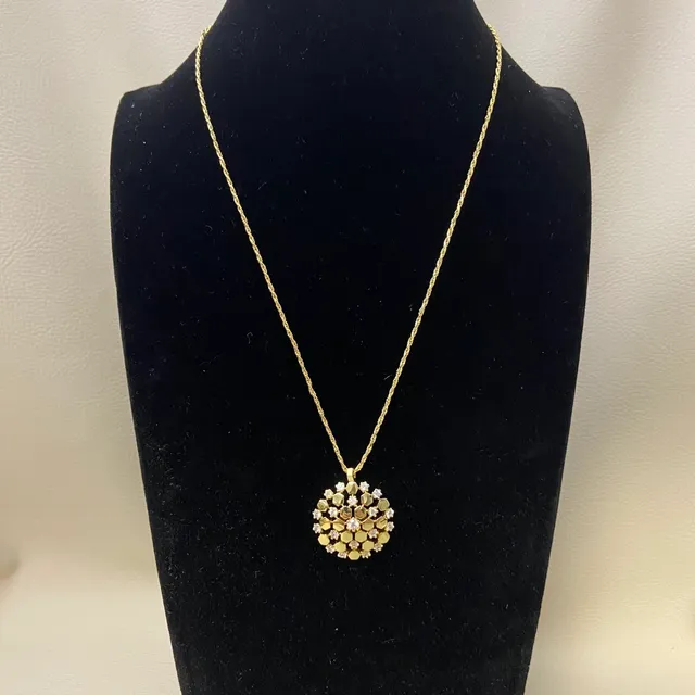 Gold Silver Hexagonal Pavé Setting Crystal Accents Necklace 5