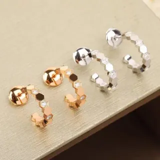 Gold Silver Hexagonal Segmented Hinged Hoop Earrings