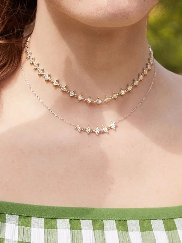 Gold Silver Layered Star-Motif Necklace 4