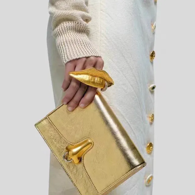 Gold Silver Leaf-Shaped Textured Metal Brooch 2