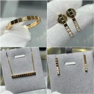 Gold Silver Segmented Rectangular Band Channel-Set Diamonds Ring