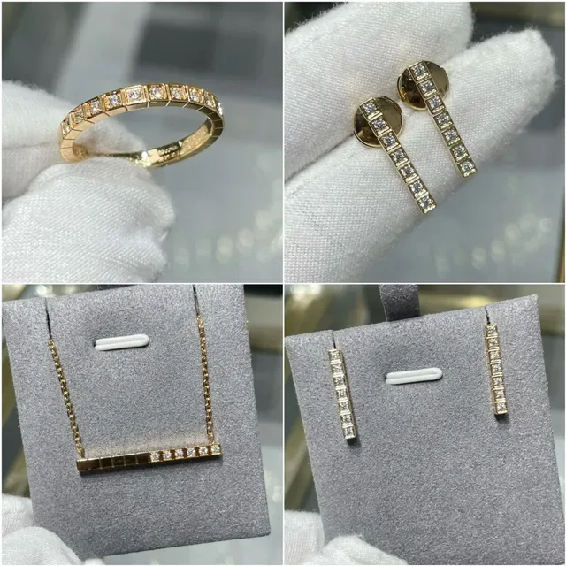 Gold Silver Segmented Rectangular Band Channel-Set Diamonds Ring 3