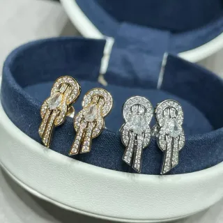 Gold-Tone and Silver-Tone Knot Motif Pavé Stud Earrings
