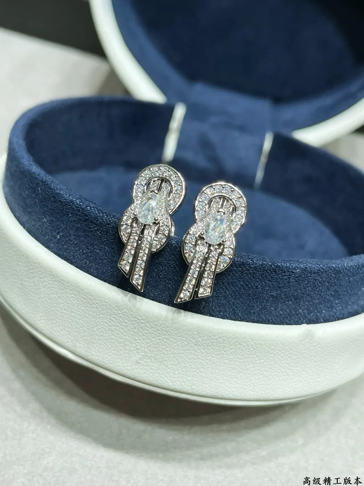 Gold-Tone and Silver-Tone Knot Motif Pavé Stud Earrings 5