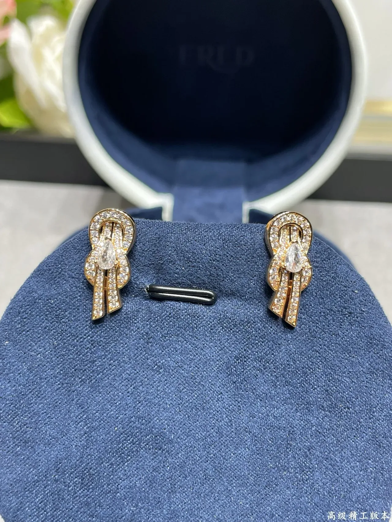 Gold-Tone and Silver-Tone Knot Motif Pavé Stud Earrings 8