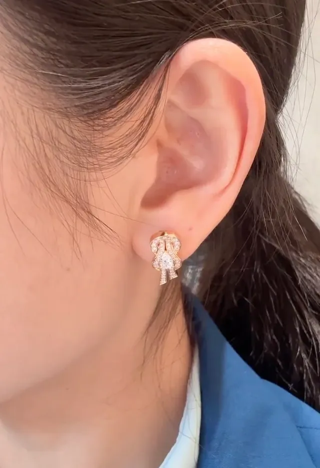 Gold-Tone and Silver-Tone Knot Motif Pavé Stud Earrings 9