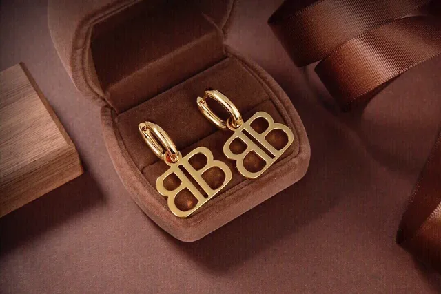 Gold-Tone Double-B Motif Pendant Charms Necklaces 8