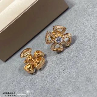 Gold-Tone Flower Pavé Stud Earrings