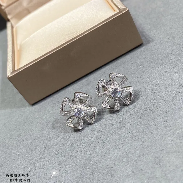 Gold-Tone Flower Pavé Stud Earrings 3