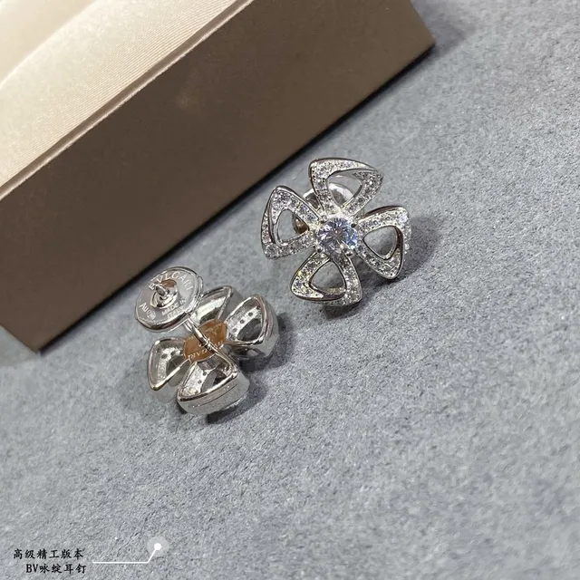 Gold-Tone Flower Pavé Stud Earrings 4