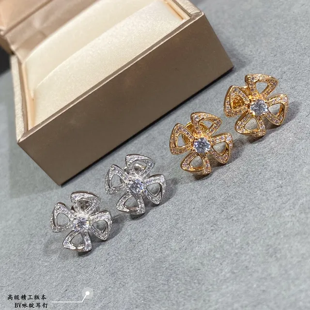 Gold-Tone Flower Pavé Stud Earrings 5