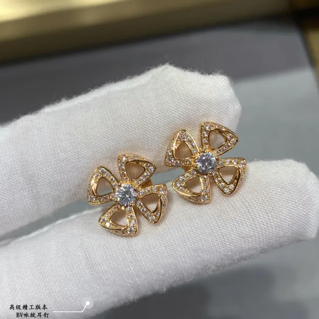 Gold-Tone Flower Pavé Stud Earrings 7