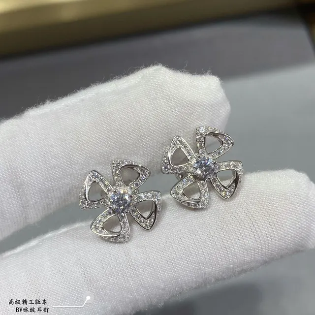 Gold-Tone Flower Pavé Stud Earrings 8