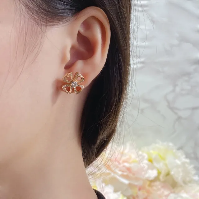 Gold-Tone Flower Pavé Stud Earrings 9