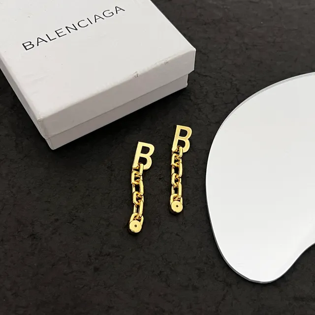 Gold-Tone Letter B Chain Drop Earrings 3