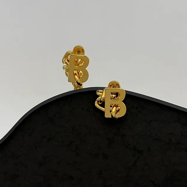 Gold-Tone Letter B Chain Drop Earrings 4