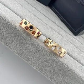 Gold-Tone Multi-Gemstone and Clear Stone Channel-Set Rings