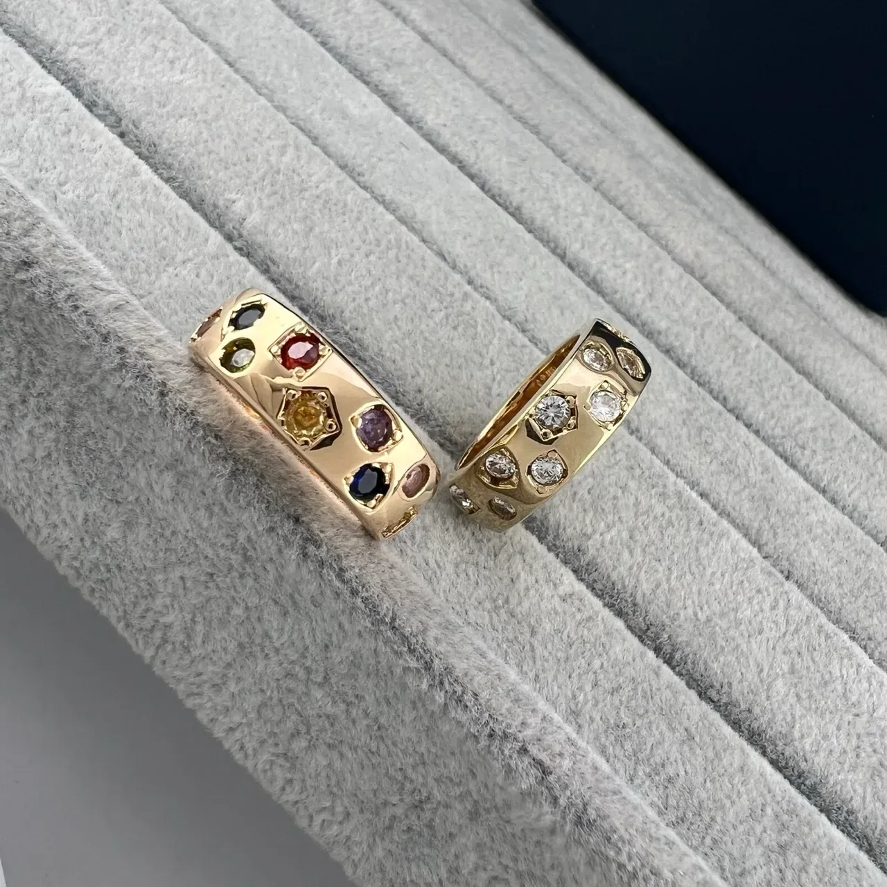 Gold-Tone Multi-Gemstone and Clear Stone Channel-Set Rings 4