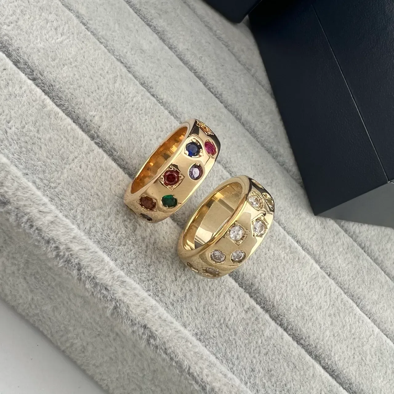 Gold-Tone Multi-Gemstone and Clear Stone Channel-Set Rings 6