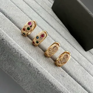 Gold-Tone Multigem Hinged Oval Rings