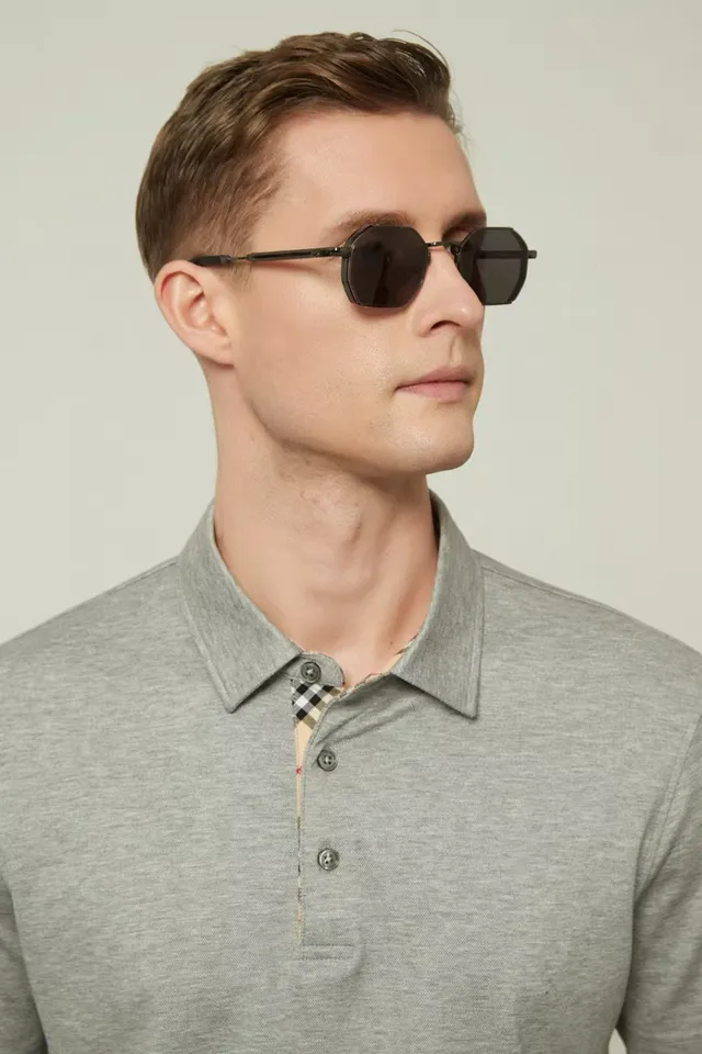 Gold-Tone Octagonal Amber Lens Sunglasses 4