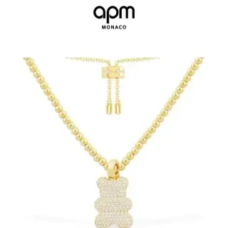 Collier pendentif ours ton doré pavé
