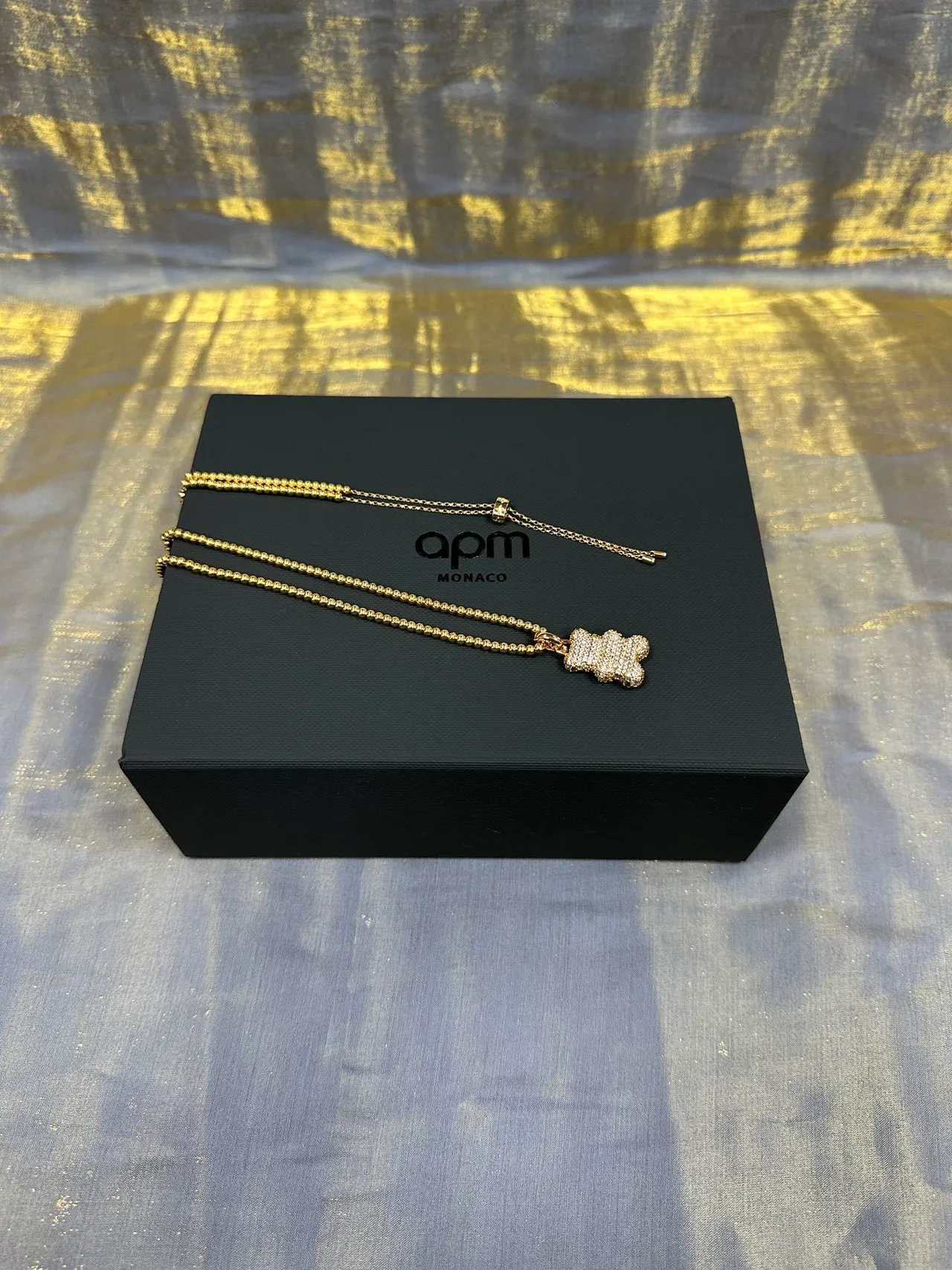 Gold-Tone Pavé Bear Pendant Necklace 6