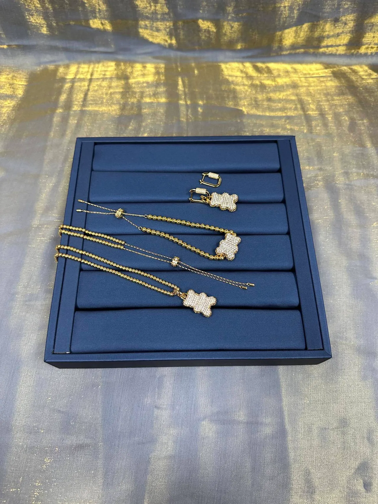 Gold-Tone Pavé Bear Pendant Necklace 7