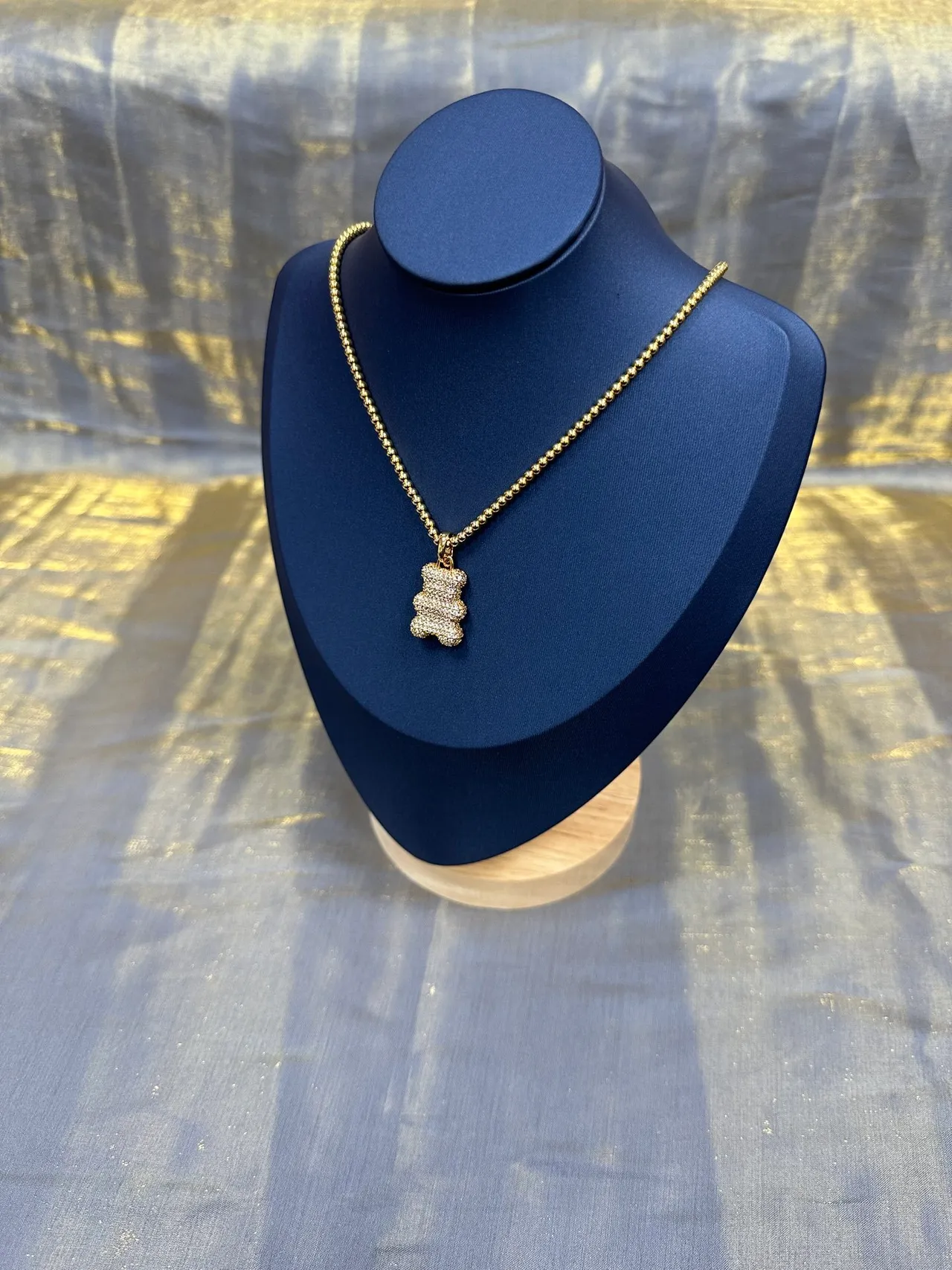 Gold-Tone Pavé Bear Pendant Necklace 9