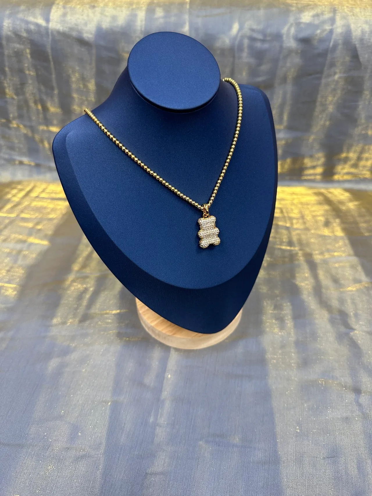 Gold-Tone Pavé Bear Pendant Necklace 4