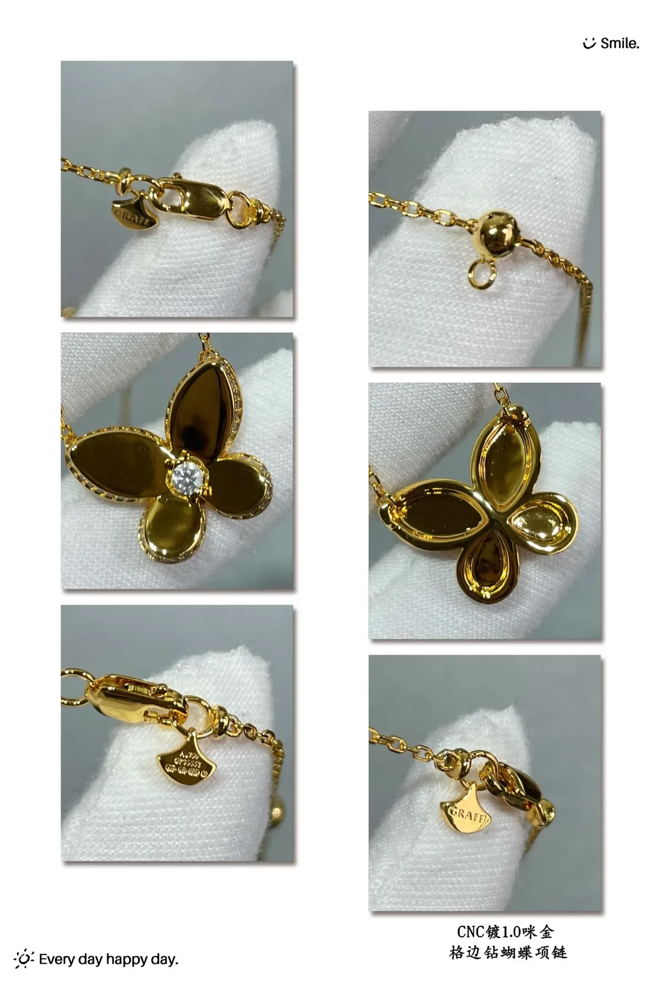 Collares de Mariposa con Borde Pavé en Oro 5