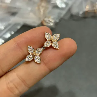 Gold-Tone Pavé Flower Stud Earrings