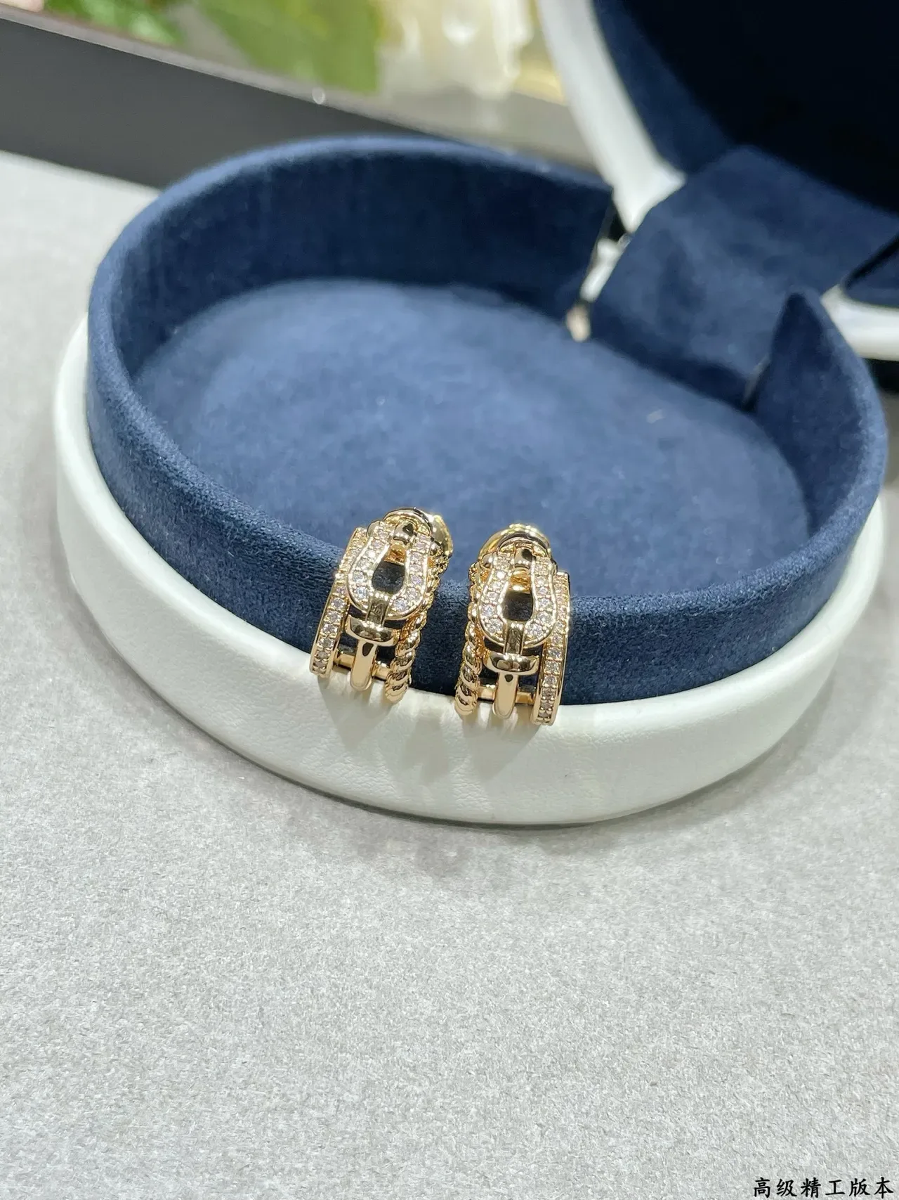 Gold-Tone Pavé Rope-Textured Hinged Hoop Earrings 6