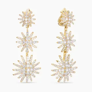 Gold-Tone Pavé Starburst Three-Tier Dangling Earrings 9