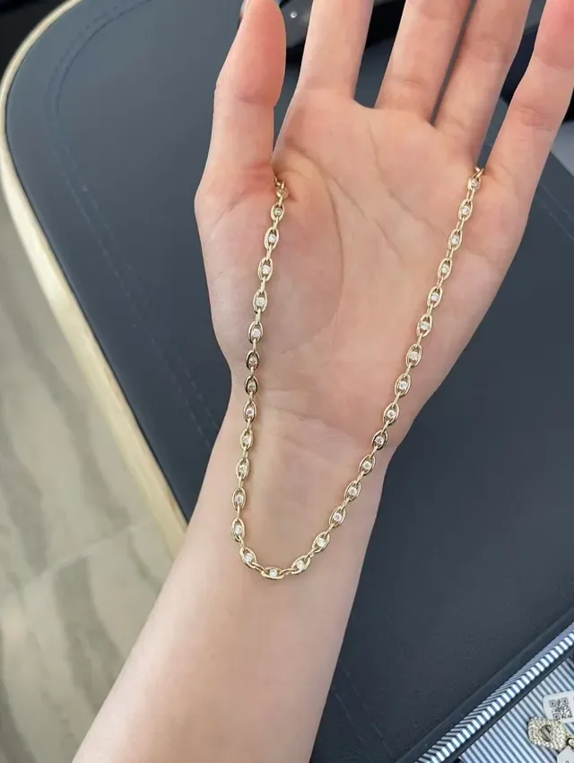 Gold-Tone Pavé Stone Link Chain Necklace 5